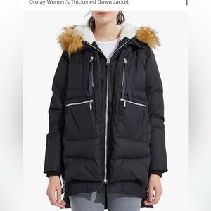 Orolay black down oversized winter parka W/ fur hood